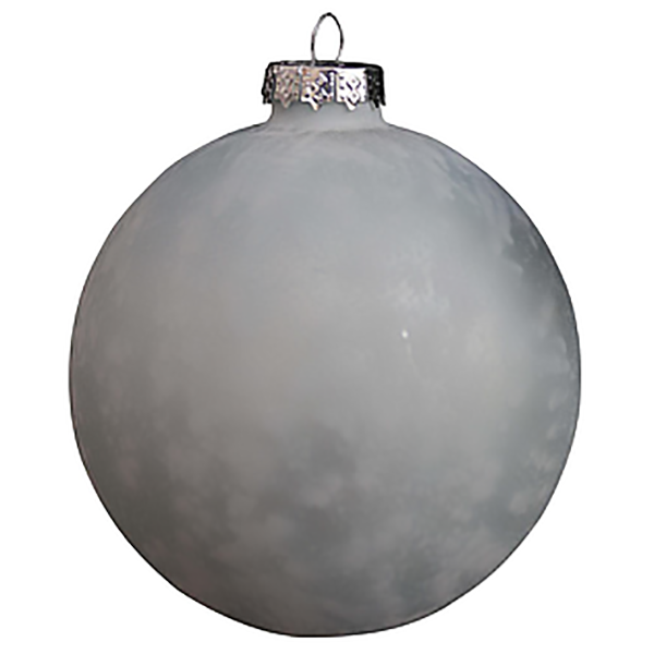 BOULE DE NOEL VERRE 90MM FLOQ CRAIE ASSORTIS