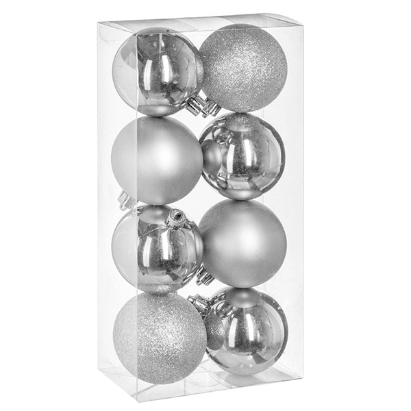 BOULE DE NOEL 70MM X8 ARGENT