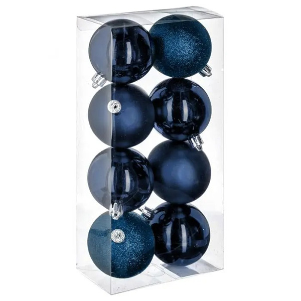 BOULE DE NOEL 70MM X8 BLEU NUIT