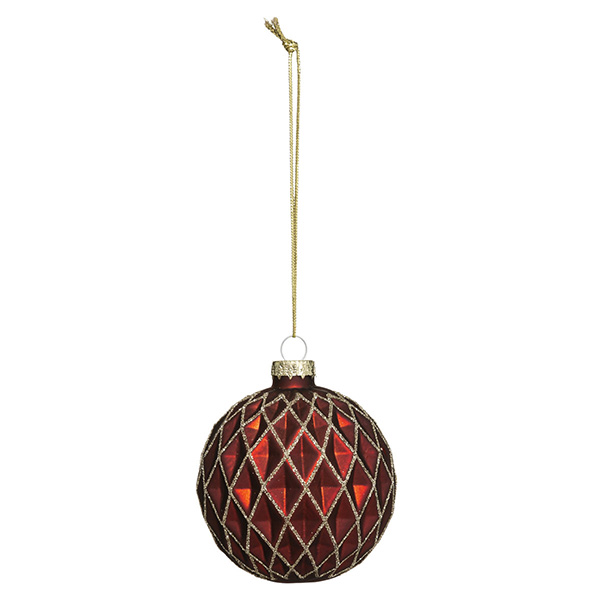BOULE DE NOEL VERRE 100MM ALVEOLE PAILLETTE