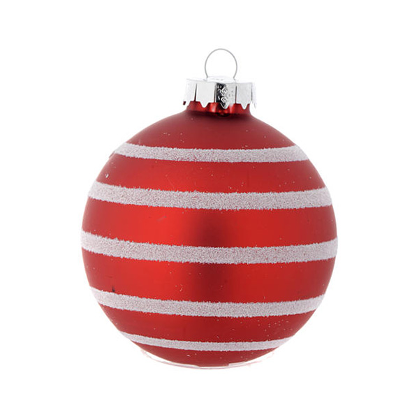 BOULE DE NOEL VERRE 70MM BANDE ROUGE