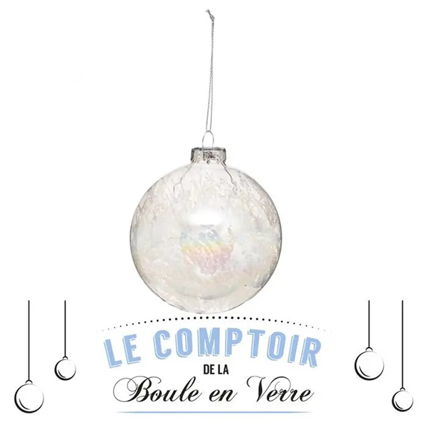 BOULE DE NOEL VERRE 90MM INT LAMETTA
