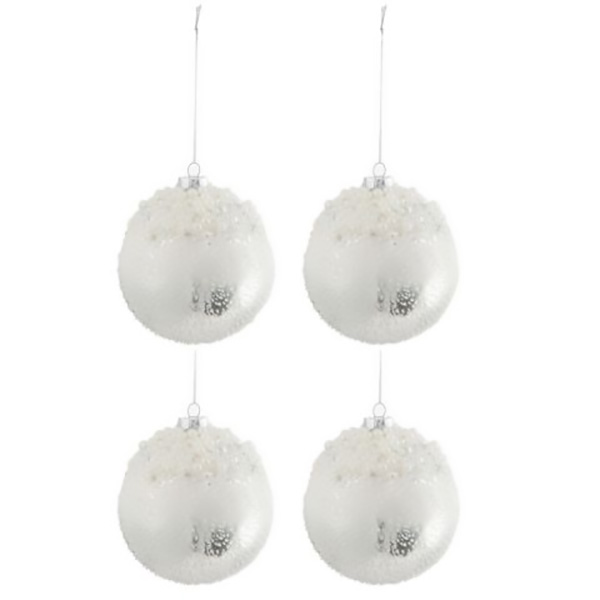 BOULE DE NOEL VERRE 80MM PERLE TOMB 2ASS