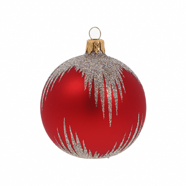 BOULE DE NOEL VERRE 70MM GRIS ROUGE 2ASS