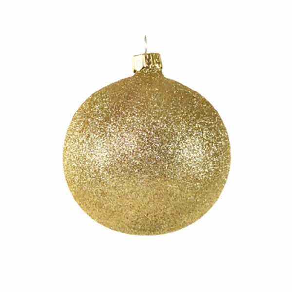 BOULE DE NOEL VERRE 80MM JN PAILLETTE ROUGE