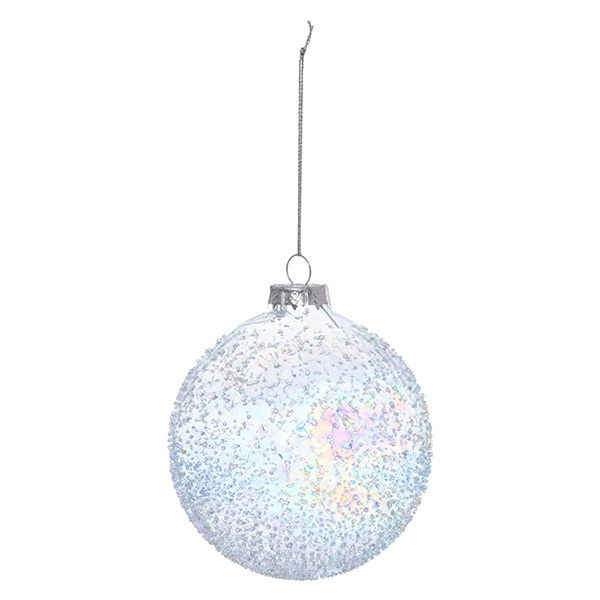 BOULE DE NOEL VERRE 80MM COULEUR IRISE 2ASS