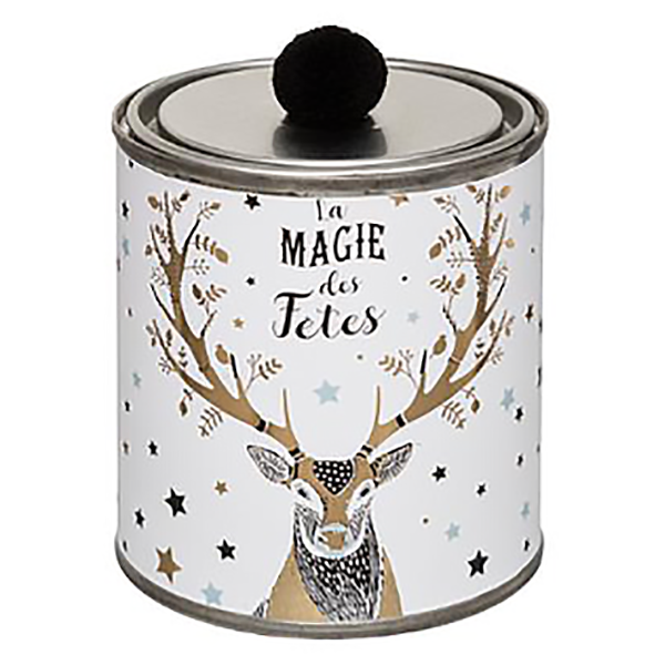 BOUGIE PARFUMEE CANETTE+POM 150GR NR/OR