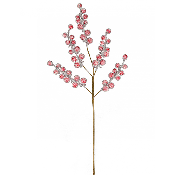 BRANCHE PLF BOULES GIVRE H52CM ROUGE