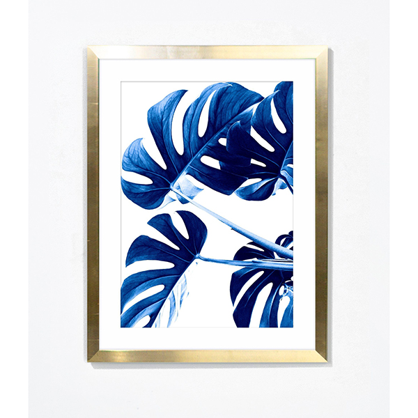 TOILE IMPRIME MONSTERA BLEU 40X50X2.5CM