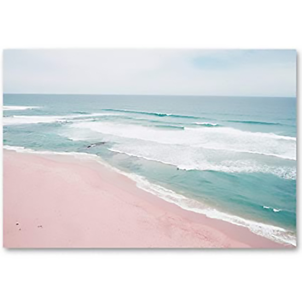 TOILE IMPRIME PLAGE ROSE 50X70X3CM