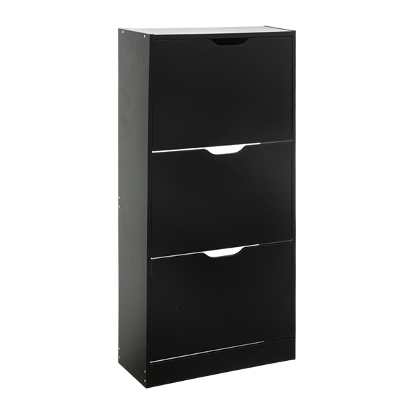 RANGE CHAUSSURE BOIS 3 TIROIRS NOIR