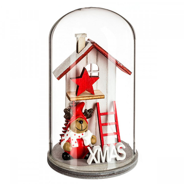 OBJET BOIS SOUS CLOCHE 12CM