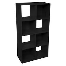 ETAGERE BOIS 8 CASES MIX NOIR