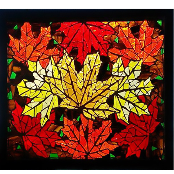 GLASSART 45X45 FALL LEAVES TR