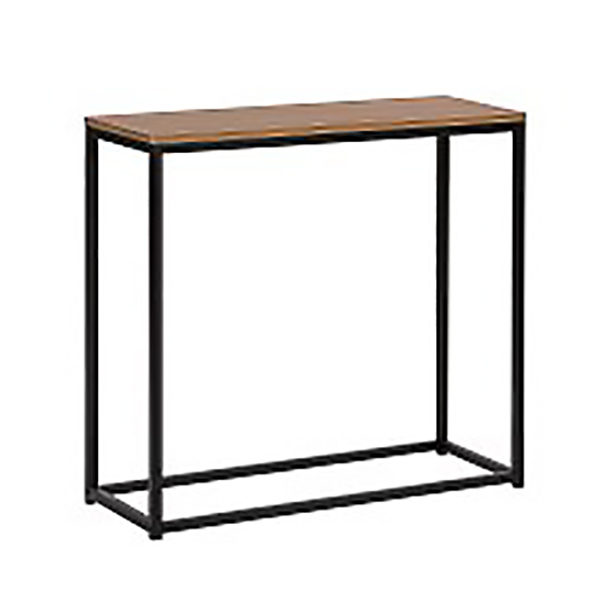 CONSOLE EN BOIS DE CHENE VERNIS SATINE AVEC PIED EN METAL DORE 160X40X90CM