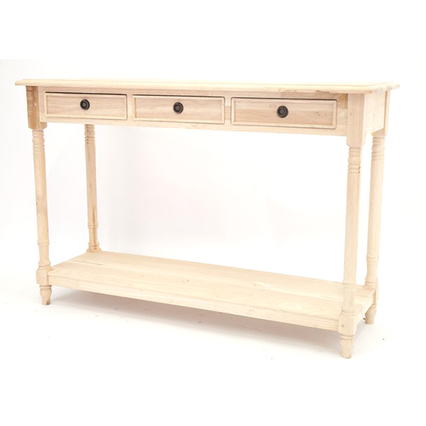 CONSOLE EN CHENE FINITION VERNIS SATINE AVEC PIED EN BOIS 210X30X75CM