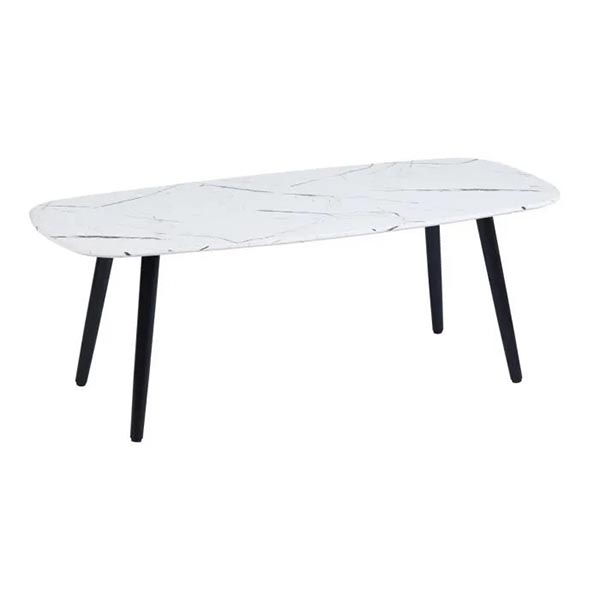 TABLES DE REUNION PLATEAU IMITATION MARBRE GRIS/BLANC PIED EN BOIS 210X10X75CM