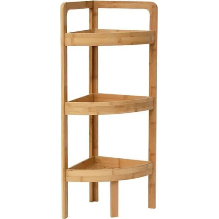 ETAGERE ANGLE 3NIVEAUX BAMBOU-0,64X0,56X0,34