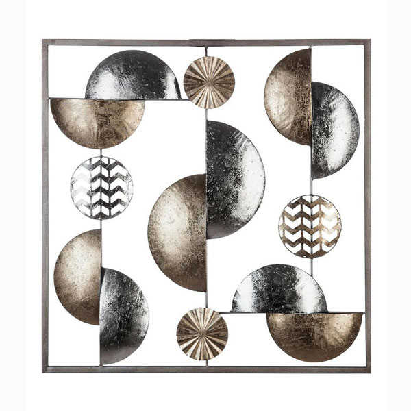DECORATION MURALE METAL OR/ARGENT 50X50