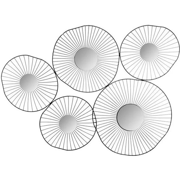 DECORATION MURALE METAL 5 MIROIR NOIR