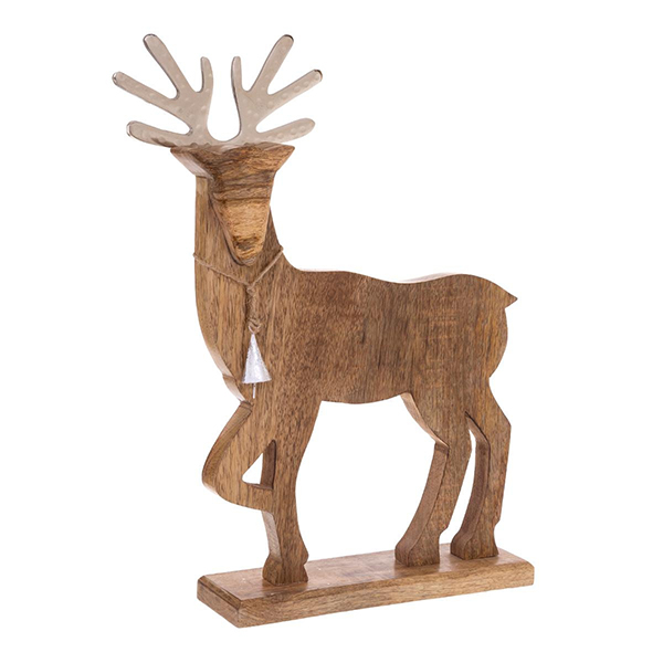 DECO BOIS RENNE METAL 50CM
