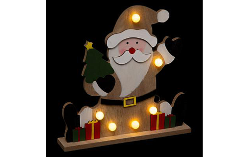 DECO INTERIEUR PERE NOEL BOIS 6L H25 PILES