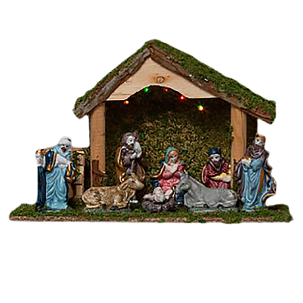 CRECHE DE NOEL LED 8 SANTONS 5 LED H20CM
