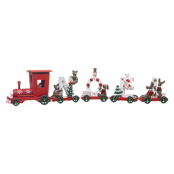 OBJET BOIS TRAIN 4 WAGONS NOEL