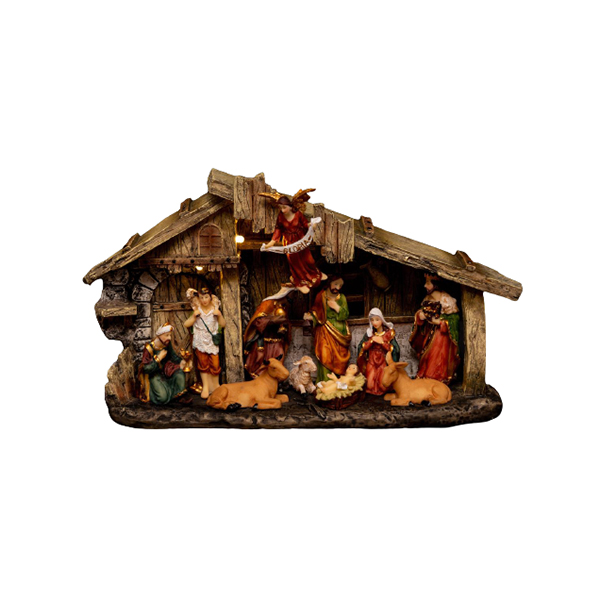CRECHE DE NOEL LED 11 SANTONS 3 LED H18CM