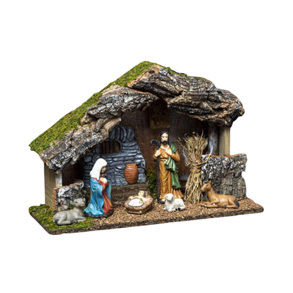 CRECHE DE NOEL ST 6 SANTONS RESINE H20CM