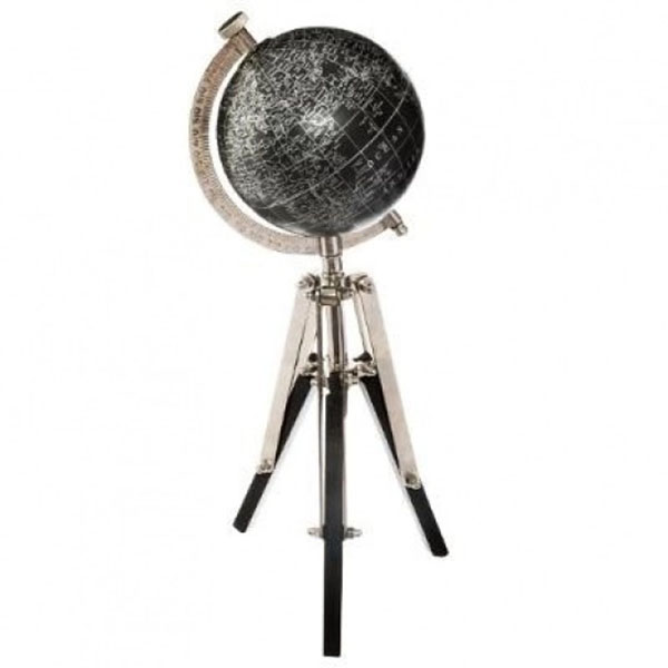 GLOBE SUR TREPIED NOIR/ARGENT