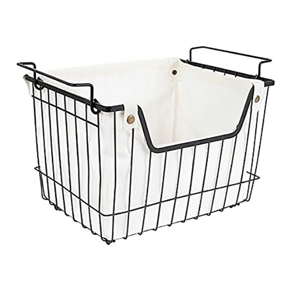 PANIER METAL FILAIRE AVEC DOUBLURE 32X27X23CM