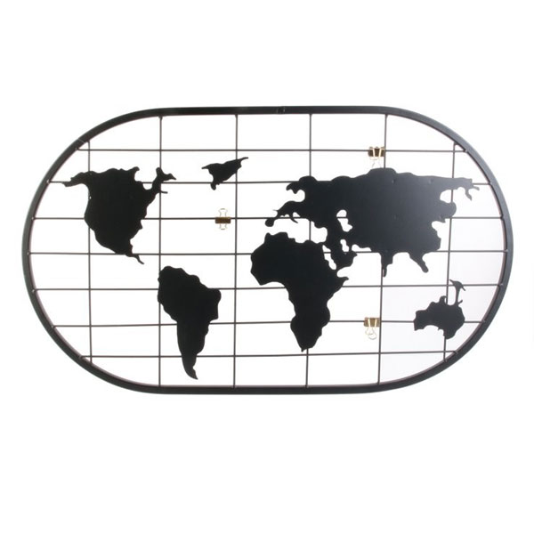 PELE-MELE MAPPEMONDE METAL 60X35CM