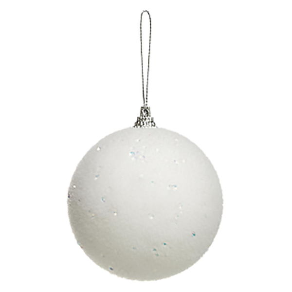 SUJET DE NOEL PLF BOULE BLC STRASS 8CM