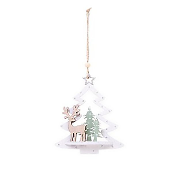 SUJET DE NOEL BOIS SAPIN PAYSAGE 3D