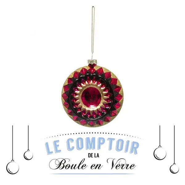 SUJET DE NOEL VERRE 9CM NOIR ROSE