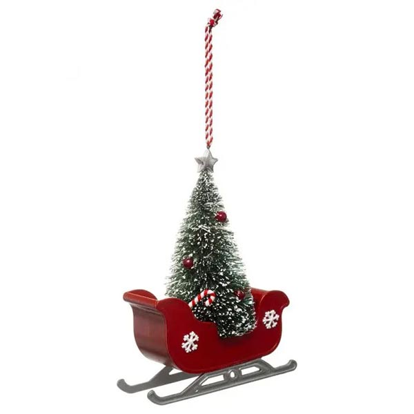 SUJET DE NOEL TRAINEAU SAPIN 15CM