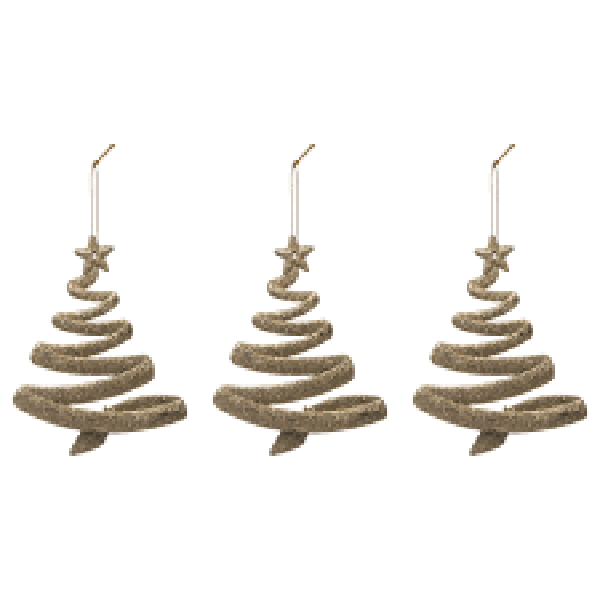 SUJET DE NOEL SAPIN DORE PAILLETTE X3