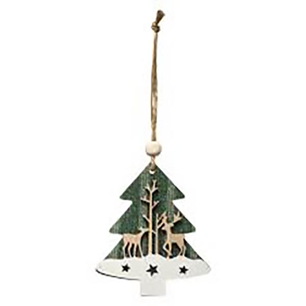 SUJET DE NOEL BOIS SAPIN VERT 10CM