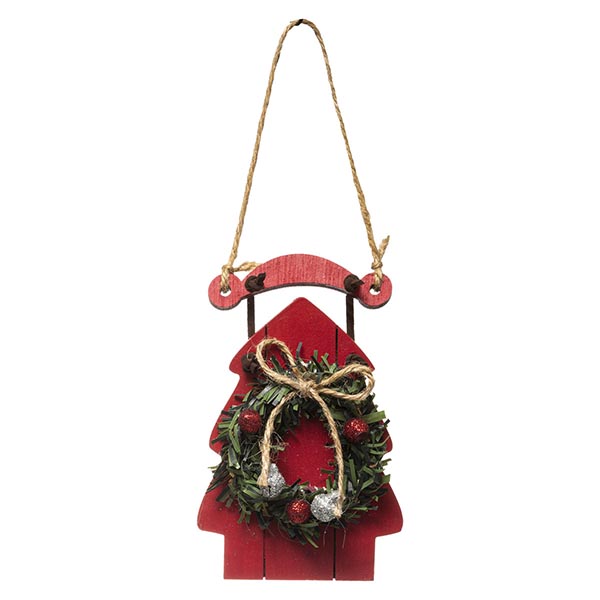 SUJET DE NOEL BOIS LUGE COUR 2ASS 12CM