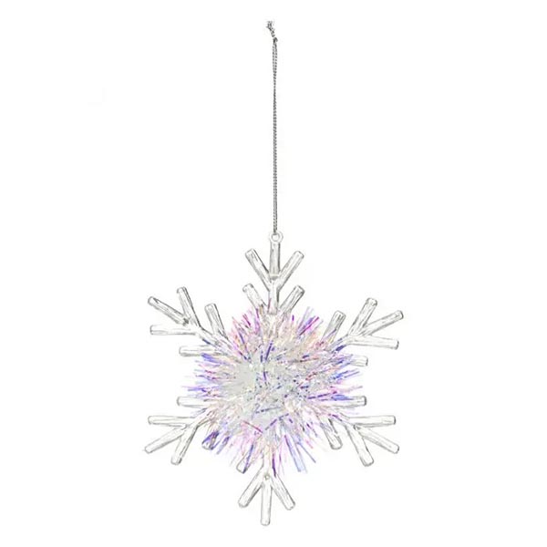 SUJET DE NOEL BOIS FLOCON IRIS 18CM 2ASS