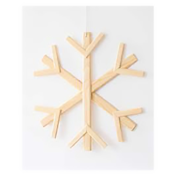 SUJET DE NOEL BOIS FLOCON TXT CARRE 2AS