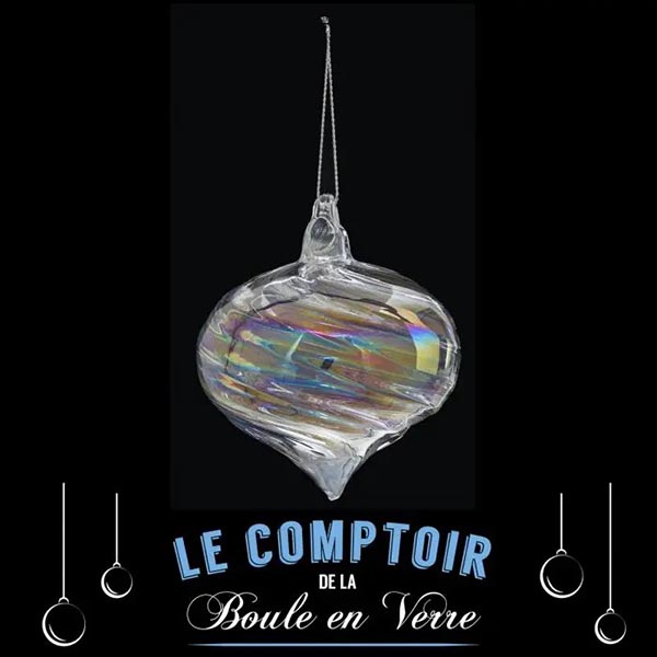 SUJET DE NOEL VERRE 8CM GOUTTE IRISE