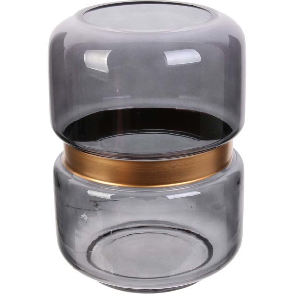 VASE CERCLAGE DORE GRIS 20.5CM