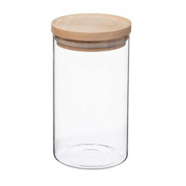 BOCAL VERRE + BOIS HERMET 1L
