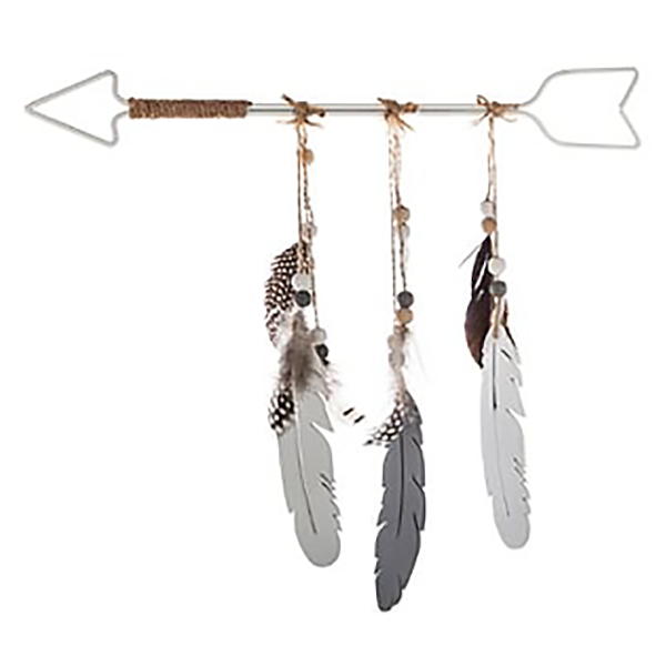 DECORATION MURALE FLECHE PLUME 40X38