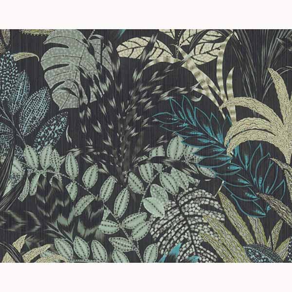 PAPIER PEINT PV INTERIEUR MUR VEGETAL BLEU NOIR