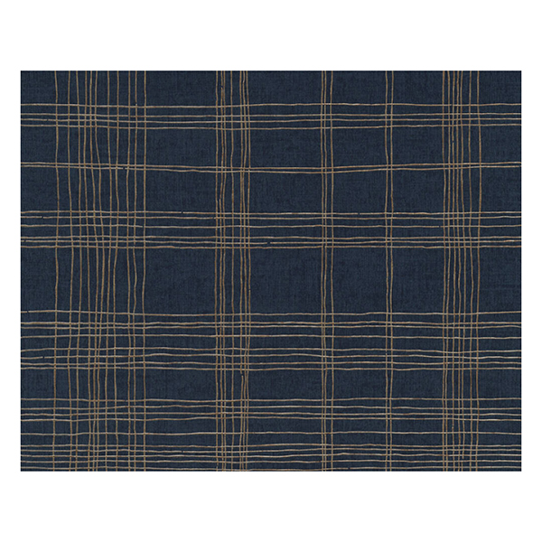 PAPIER PEINT PV REG INTERIEUR ECOSSAIS BLEU MARINE OR