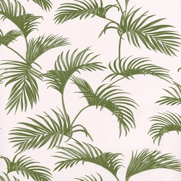 PAPIER PEINT EXP INTERIEUR PALMES COSY VERT FD BLANC
