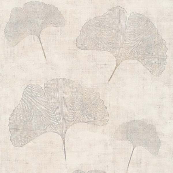 PAPIER PEINT PV INTERIEUR GINKGO GRIS CLAIR ARGENT